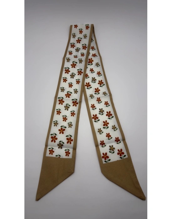 Çiçek Desen İnce Boyun Fular