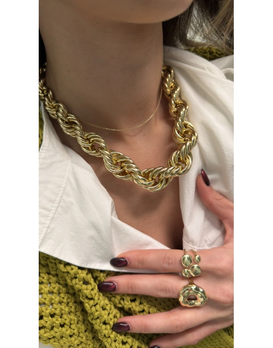 Kalın Burgu Zincir Kolye(42cm)