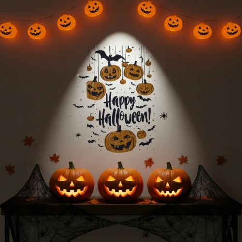 Halloween Temalı Balkabaklı Duvar Sticker Seti