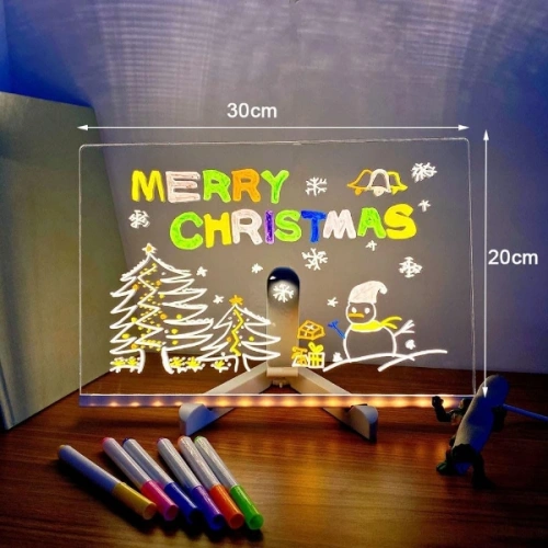 LED Aydınlatmalı Yazı ve Çizim Tahtası - Büyük Boy 30x20 cm