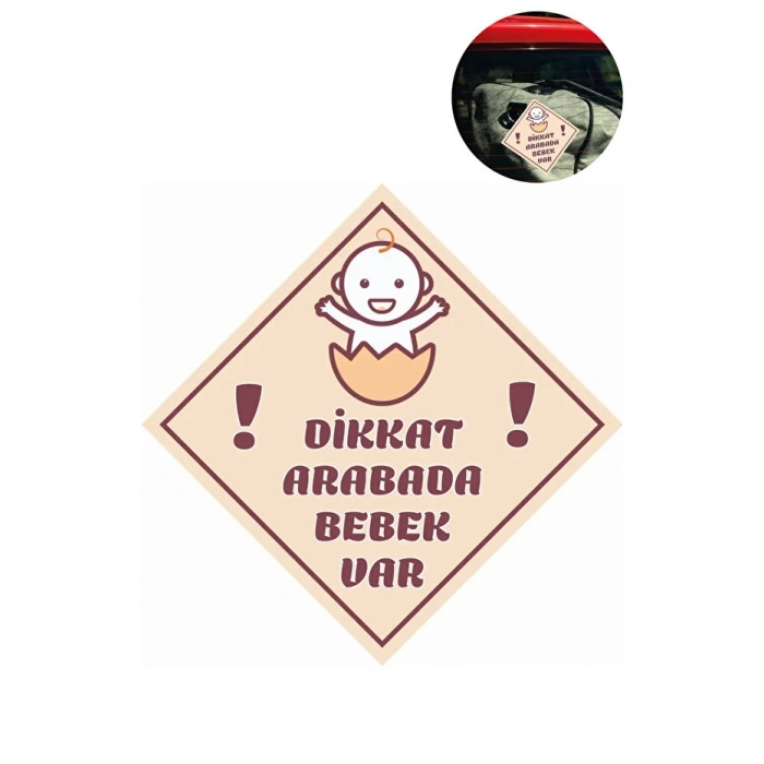 Dikkat Arabada Bebek Var Sticker – 10x10 Cm Folyo Baskılı Uyarı Etiketi