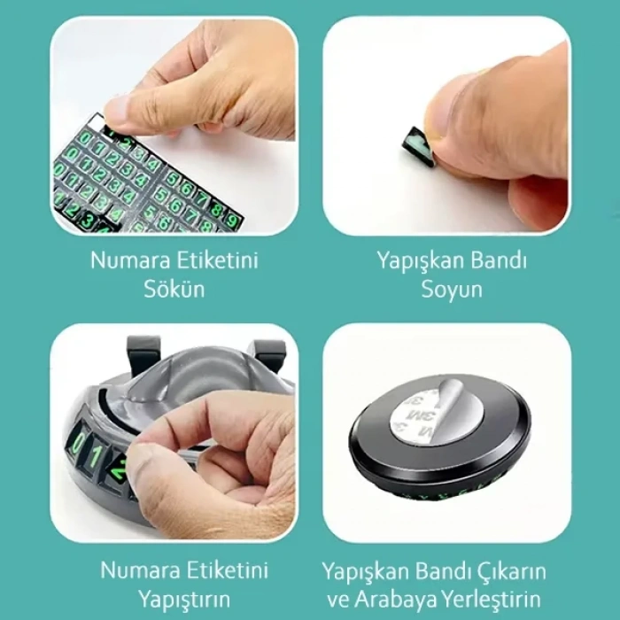 360° Dönebilen Yapışkanlı Numaratörlü Araç Telefon Tutucu
