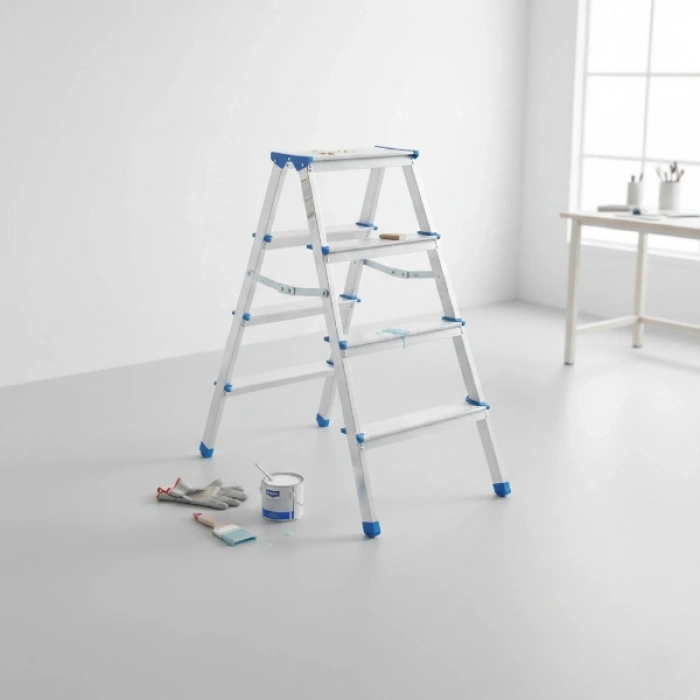 4+4 Çift Basamaklı Alüminyum Metal Merdiven