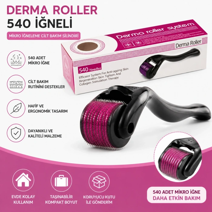 Derma Roller 540 İğneli Mikro İğneli Cilt Bakım Silindiri 1.00 mm.