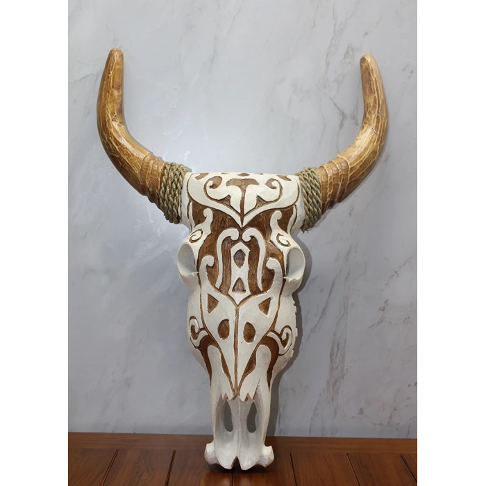 Ahşap Duvara Asmalı Bufalo Kafası