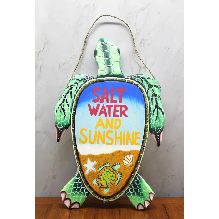 Ahşap Duvara Asmalı Kaplumbağa