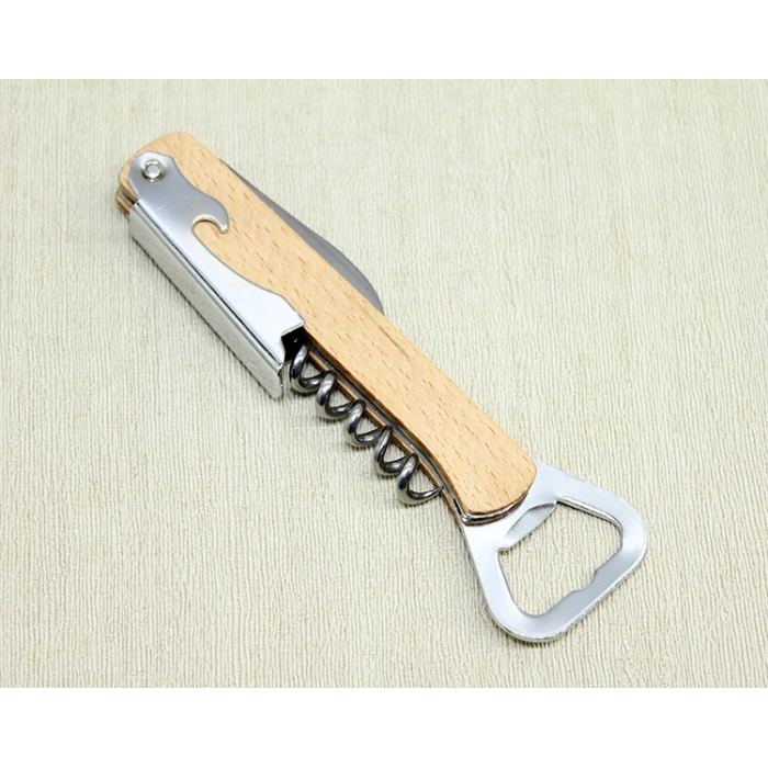 Ahşap Paslanmaz Çelik Tirbuşon Açacak