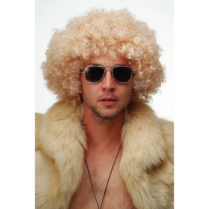Altın Renk Kıvırcık Afro Parti Peruğu