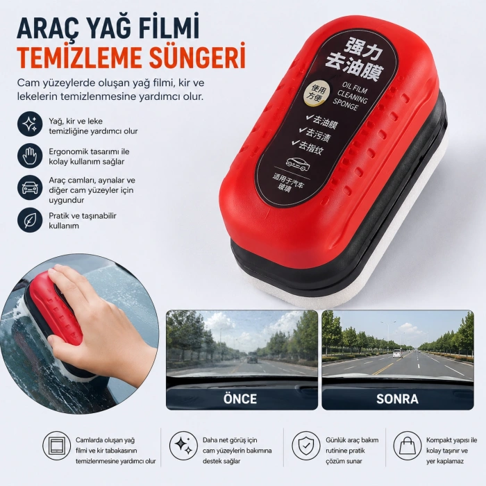 Araç Yağ Filmi Temizleme Süngeri Cam Temizleme Pedi