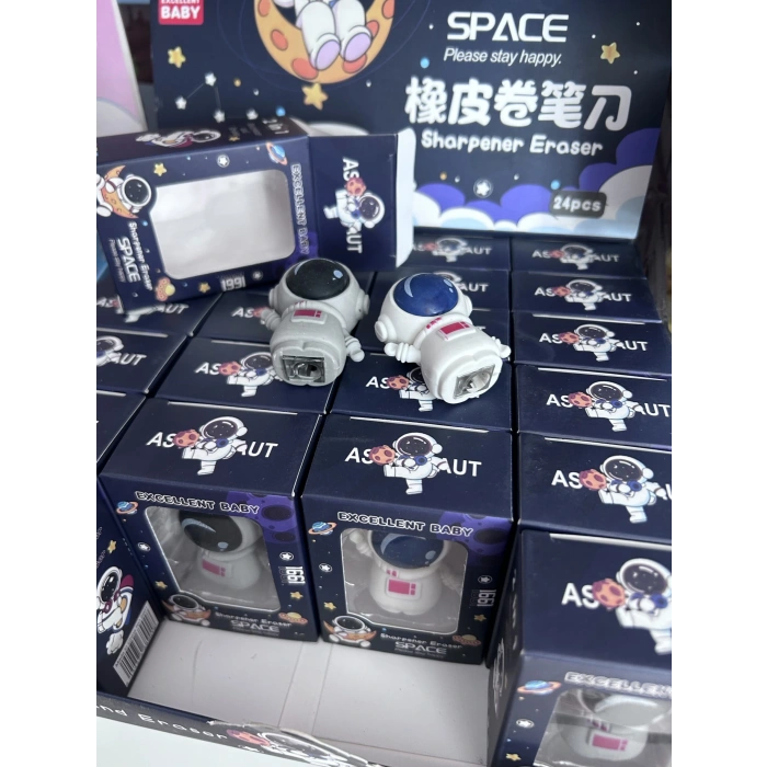 Astronot Figürlü 2 in 1 Kalemtıraş Silgi Seti