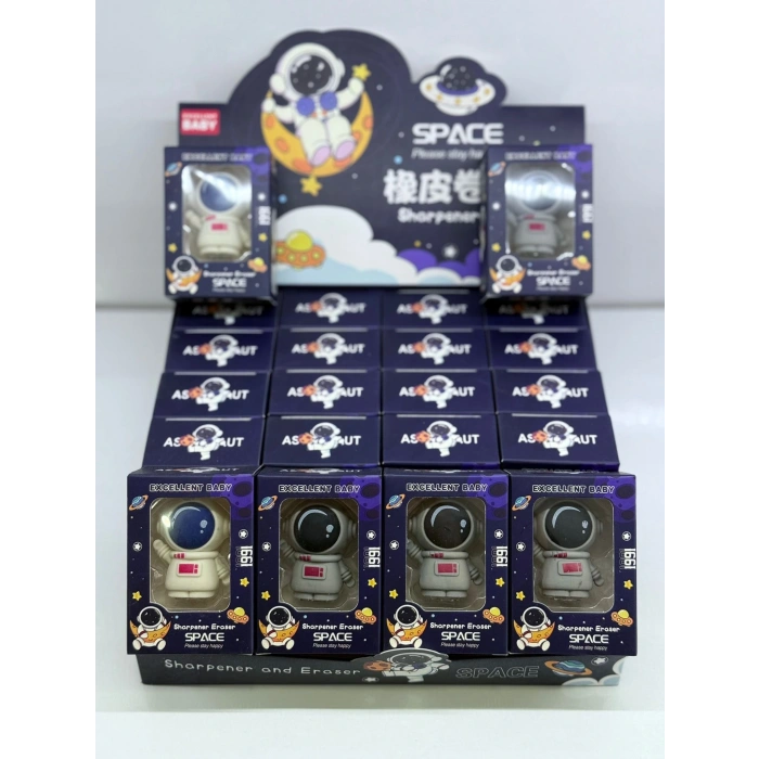 Astronot Figürlü 2 in 1 Kalemtıraş Silgi Seti