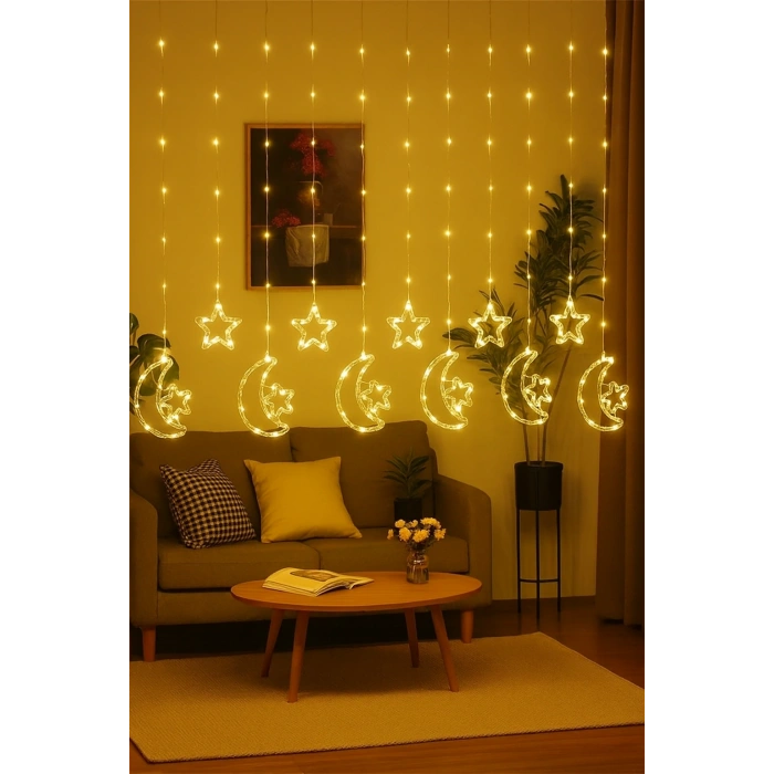 Ay Yıldız Perde Led 10 Saçaklı