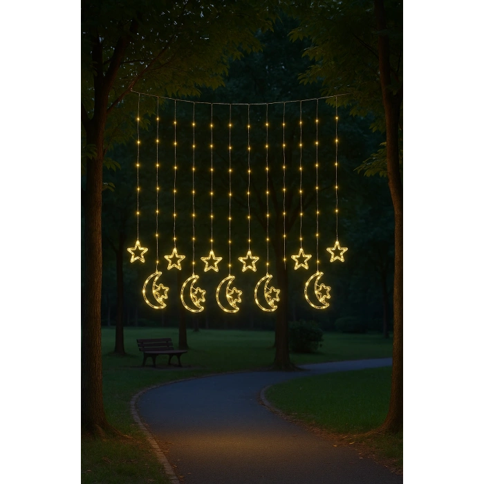 Ay Yıldız Perde Led 10 Saçaklı