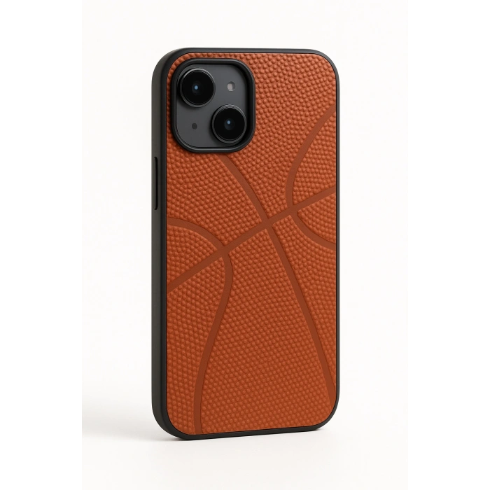 Basketbol Dokulu Kahverengi Silikon iPhone Kılıfı