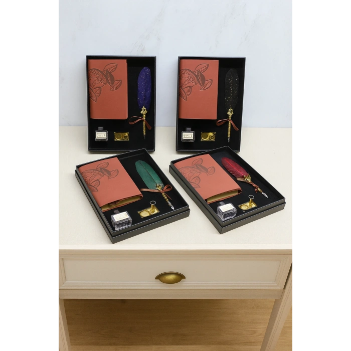 Deri Defterli Divit Hokka Seti Model 2