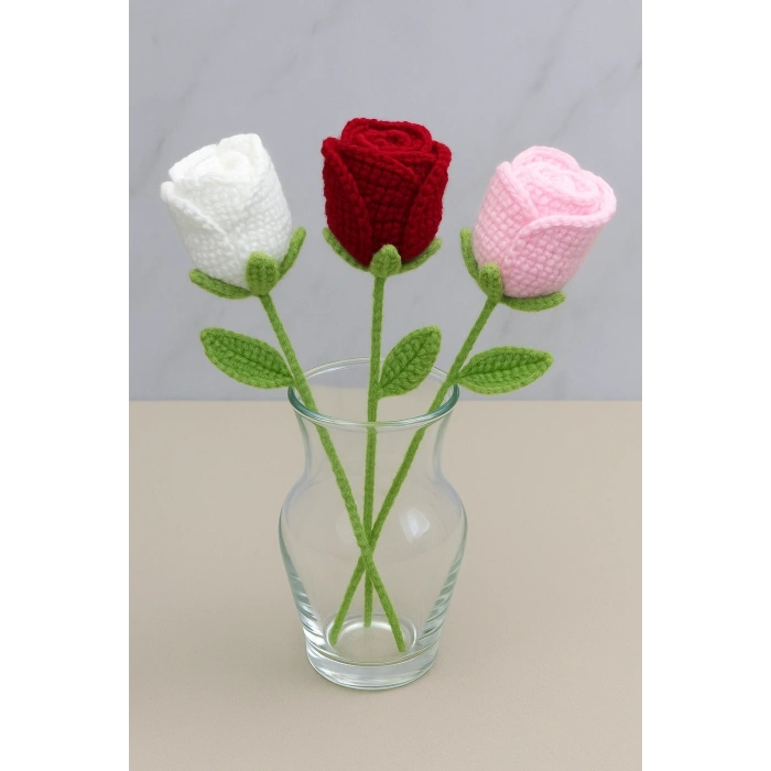 El Örgüsü Tekli Gül Gonca