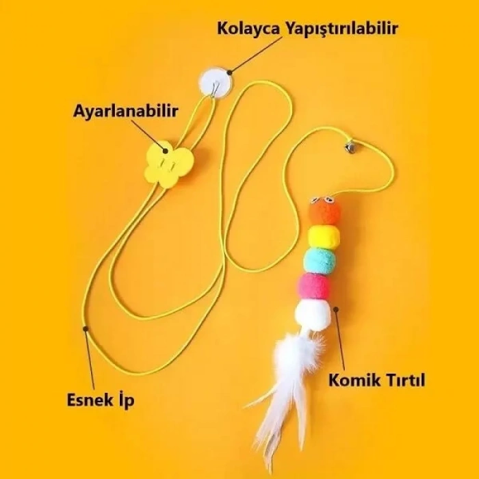 Elastik Yapışkanlı Kedi Oyun Oltası