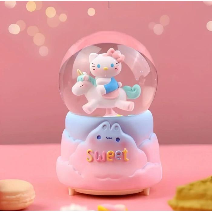 Hello Kitty Işıklı Müzikli Kar Küresi Orta Boy Model 3