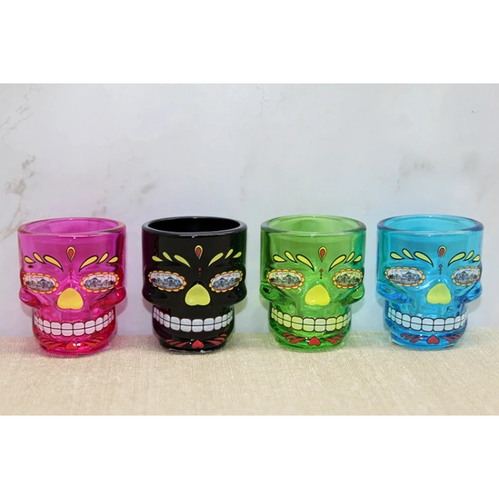 İstanbul Temalı Cam Kurukafa Shot Bardak Renkli