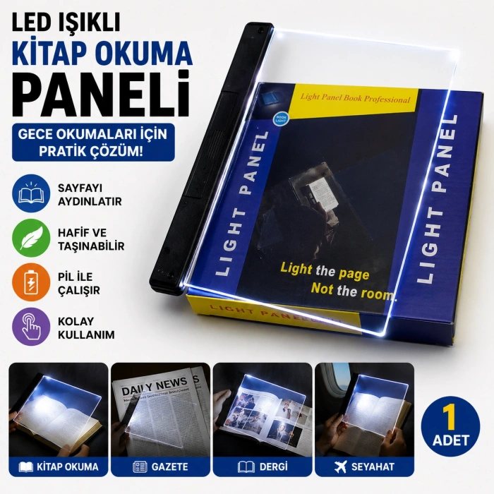 LED Işıklı Kitap Okuma Paneli – Light Panel Book Light
