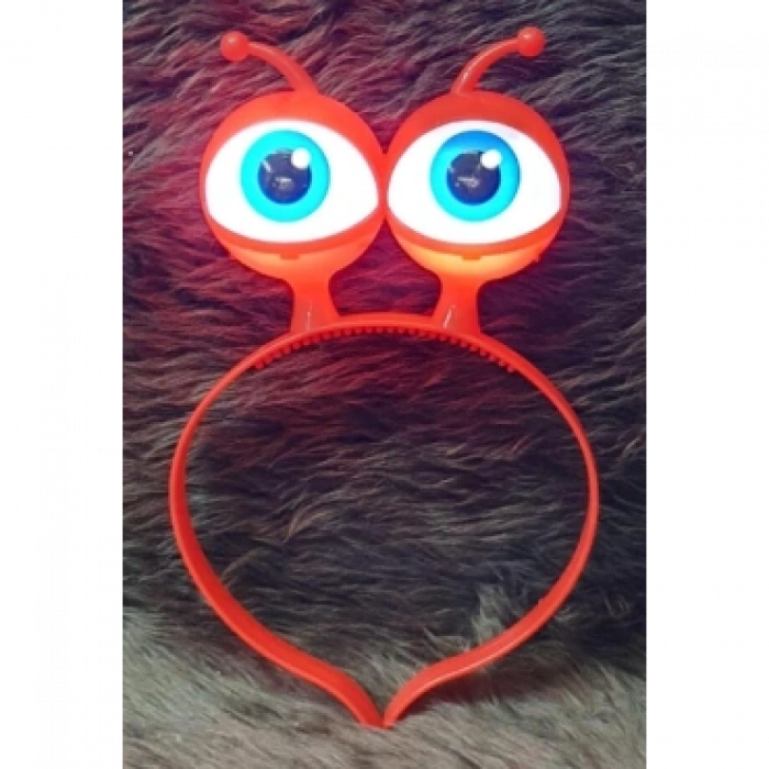 Led Işıklı & Pilli Uzaylı Göz Parti Tacı Kırmızı Renk