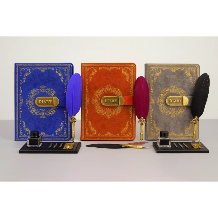 Şifreli Deri Defter Ve Divit Hokka Seti