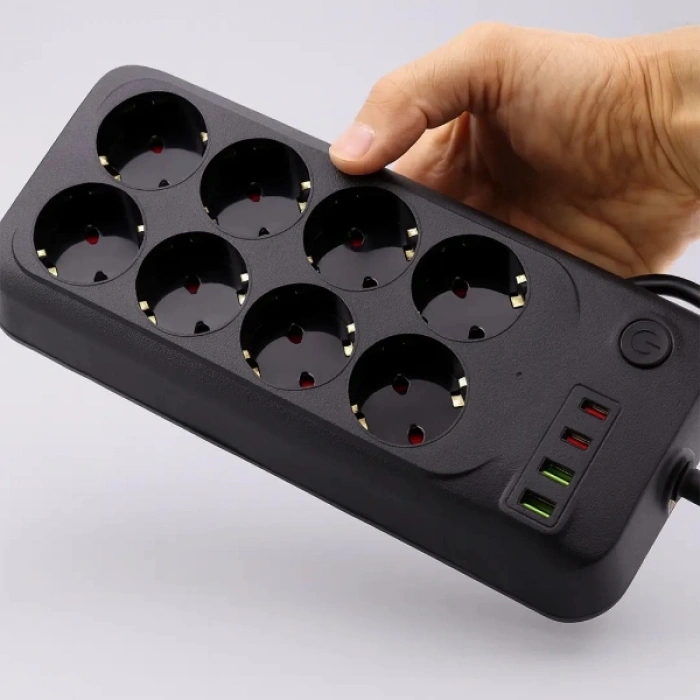 Termal Akım Korumalı 8 Prizli Uzatma Kablosu