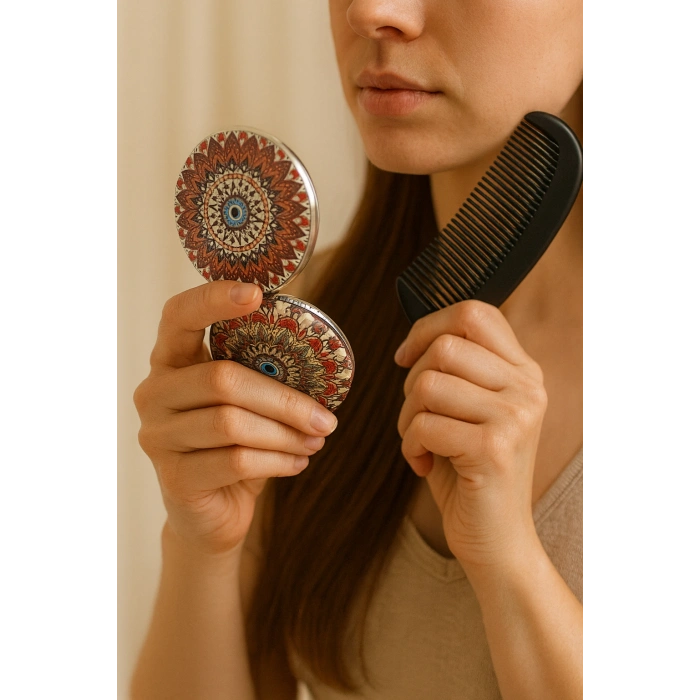 Yuvarlak Taşlı El Aynası