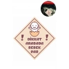 Dikkat Arabada Bebek Var Sticker – 10x10 Cm Folyo Baskılı Uyarı Etiketi