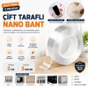 Çift Taraflı Şeffaf Nano Bant 3 Metre x 2 cm – Güçlü Yapışkanlı Kesilebilir Nano Jel Bant