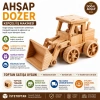 Doğal Ahşap Oyuncak Dozer Kepçeli İş Makinesi Çocuk Oyuncağı