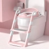 Pembe Merdivenli Çocuk Klozet Tuvalet Eğitimi Aparatı