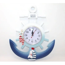 Ahşap Marin Dümenli Ve Çapa Tasarımı Saat Model 1