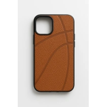 Basketbol Dokulu Kahverengi Silikon iPhone Kılıfı