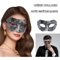 Gümüş Renk Antik Tarz Balo Maskesi
