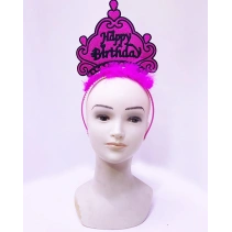 Happy Birthday Neon Fuşya Taç