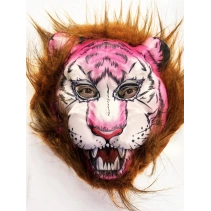 Kahverengi Saçlı Pembe Yüz Peluş Kurt Kaplan Maskesi 26 No