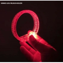 Kırmızı Led Işıklı Baskı Yapılabilen Pilli Bileklik Bilezik 1,5 cm Genişlik