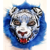 Mavi Saçlı Kaplan Maskesi Kurt Maskesi Mega Peluş 27 No