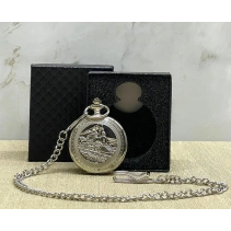 Özel Kutulu Tren Temalı Gümüş Köstekli Saat