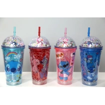 Sevimli Stitch Pipetli Işıklı Pullu Suluk Bardak 400 ml