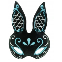 Siyah Mavi Beyaz Simli Tavşan Maskesi