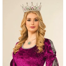 Taşlı Rönesans Kraliyet Gümüş Renk Kraliçe Tacı