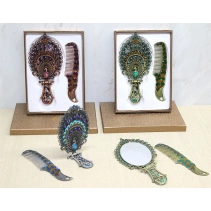 Tavuskuşu Katlanabilir Ayna Ve Tarak Seti Büyük Boy