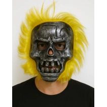 Wild Skull - Metal Kafatası Sarı Saçlı İskelet Maske