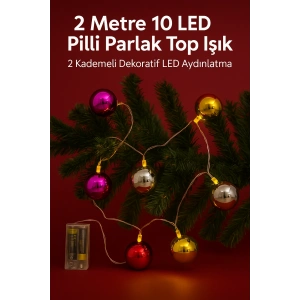 2 Metre 10 Led Pilli 2 Kademeli Parlak Top Led