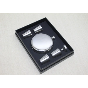 4 Shot Bardaklı Matara Seti Yuvarlak Çelik