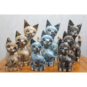 Ahşap 3lü Kedi Seti 40 Cm