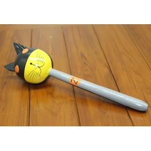 Ahşap Kedili Batman Marakas Tekli