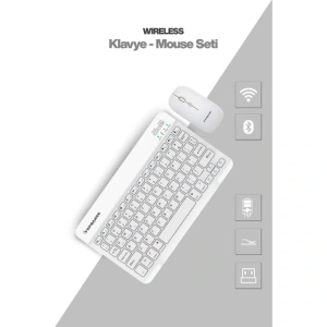 Beyaz Kablosuz Klavye Ve Mouse Seti